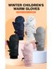 Quick-Drying Waterproof Kids' Ski Gloves with Cartoon Print - Thickened, Plus Velvet for Autumn and Winter
