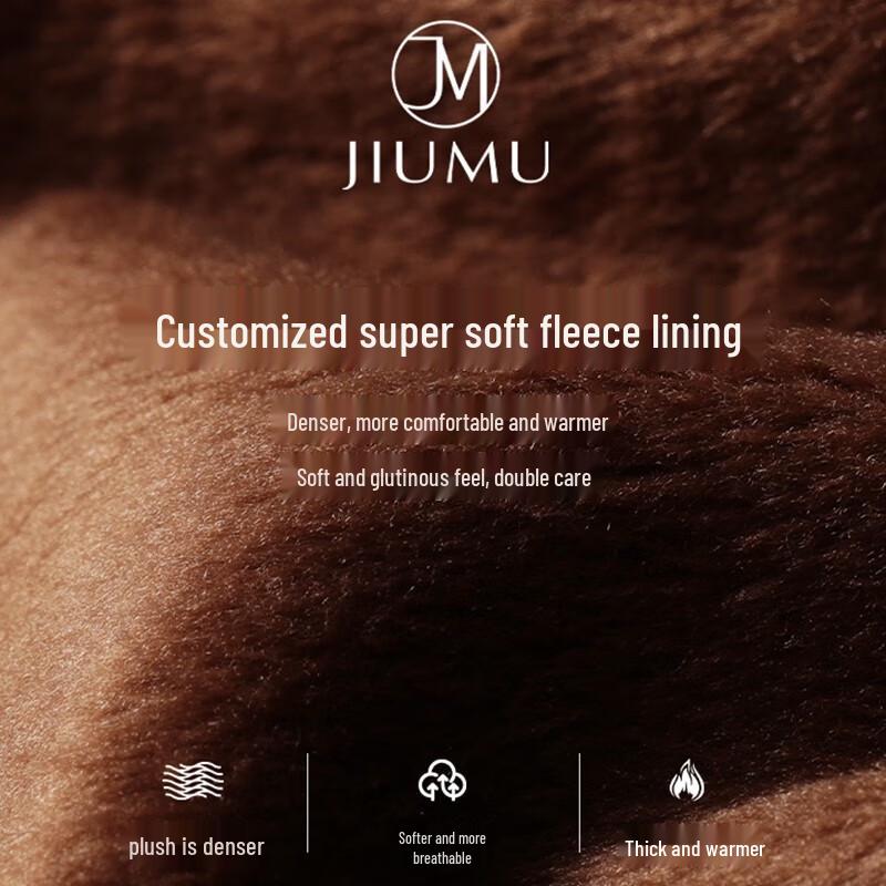 JIUMU Men's Winter Cycling Fleece Lined Genuine Sheepskin Gloves