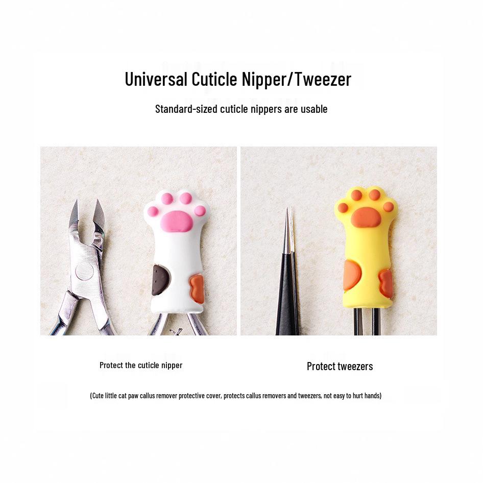 Cartoon Cat Paw Silicone Cuticle Tool Cover & Anti-Fall Headgear