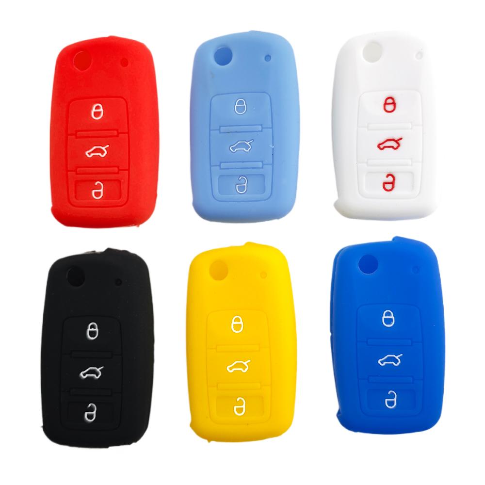 Car Key Case for Volkswagen VW POLO Tiguan Passat B5 B6 B7 Golf Beetle Bora Silicon for Skoda Octavia Key Cover Shell Protector