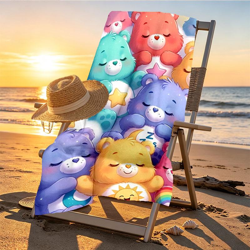 Care Bears Print Beach Towel Design, Soft, Lightweight. for Home Bathroom, Spa, Pool, Yoga, Surfing, Camping, Gift for Family, Friend