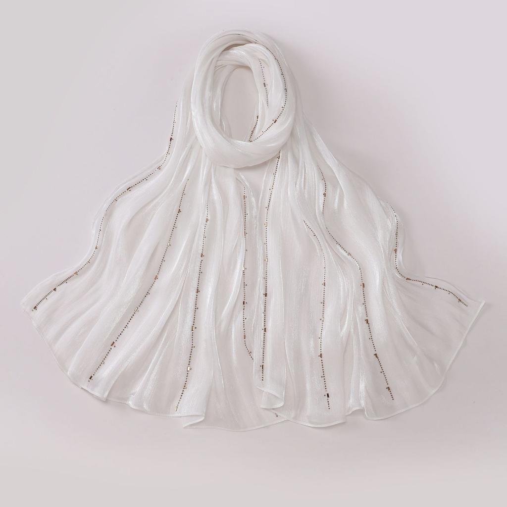 Shimmer Silk Hijab Scarf For Women Crinkle Hijabs  Diamond Luxury Medine Silk Veil Muslim Women Shiny Shawl Turban Bandana