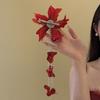 Flower Duckbill Clip Simulation Flower Hairpin Glass Beads Long Tassel Hairpin Girls Women Headdress Accessory