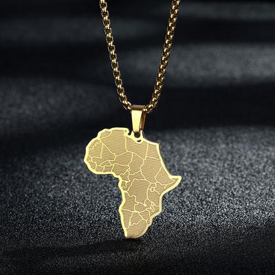 Kinitial Edelstahl Afrikanische Länderkarte Anhänger Charme Halskette Schmuck Schlüsselbein Kette Halskette für Damen Party Choker Geschenk