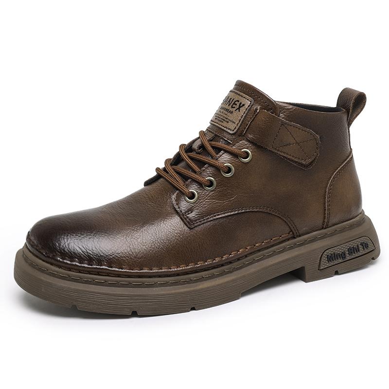 

Fashion 2024 Trend Leather Mens Shoes High Quality Ankle Boots Fashion Luxury Designers Lace-up Comfortable Outdoor Non-Slip Work Boots 44