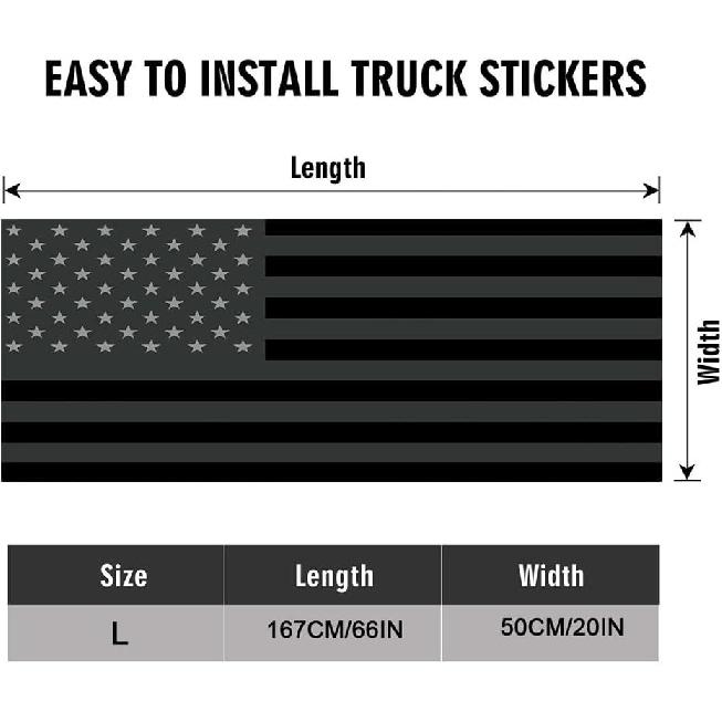 

American Flag Patriotic Rear Wndow Decals for Trucks, Black and Gray Perforated Vinyl Film, Truck Back Window Sticker Car Decoration, 66L x 20H Inch