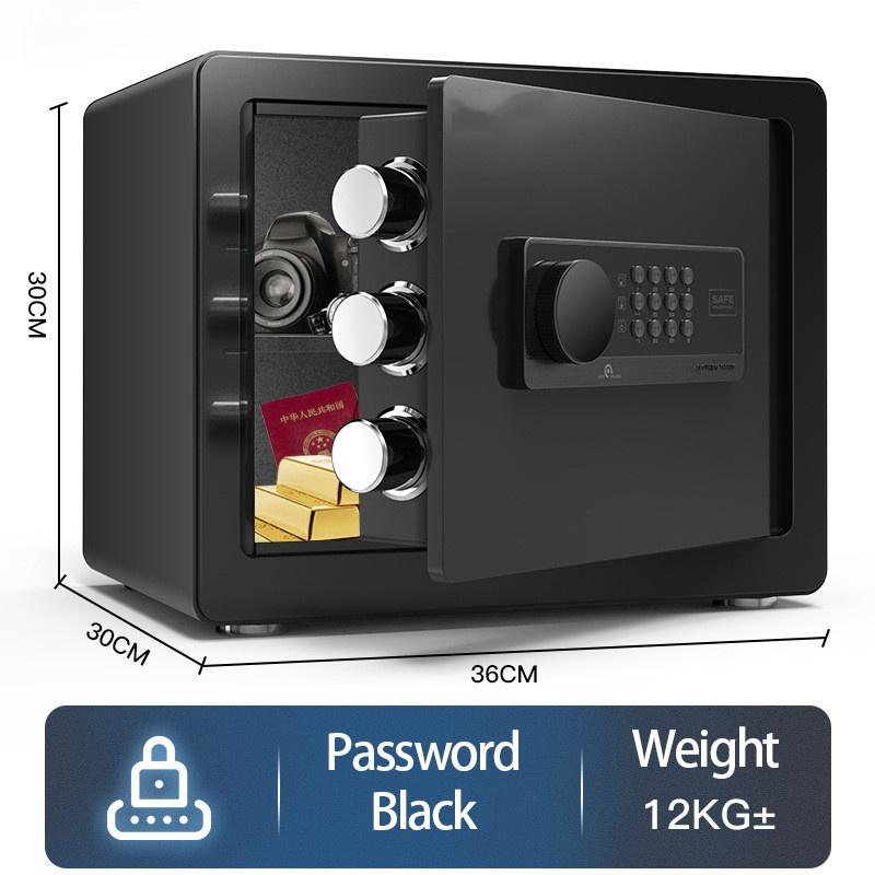 

Сейф с отпечатком пальца + паролем + ключом, противоугонный секретный шкаф, кассовый ящик, домашний офис, ящик для хранения вещей 30CM password black-2