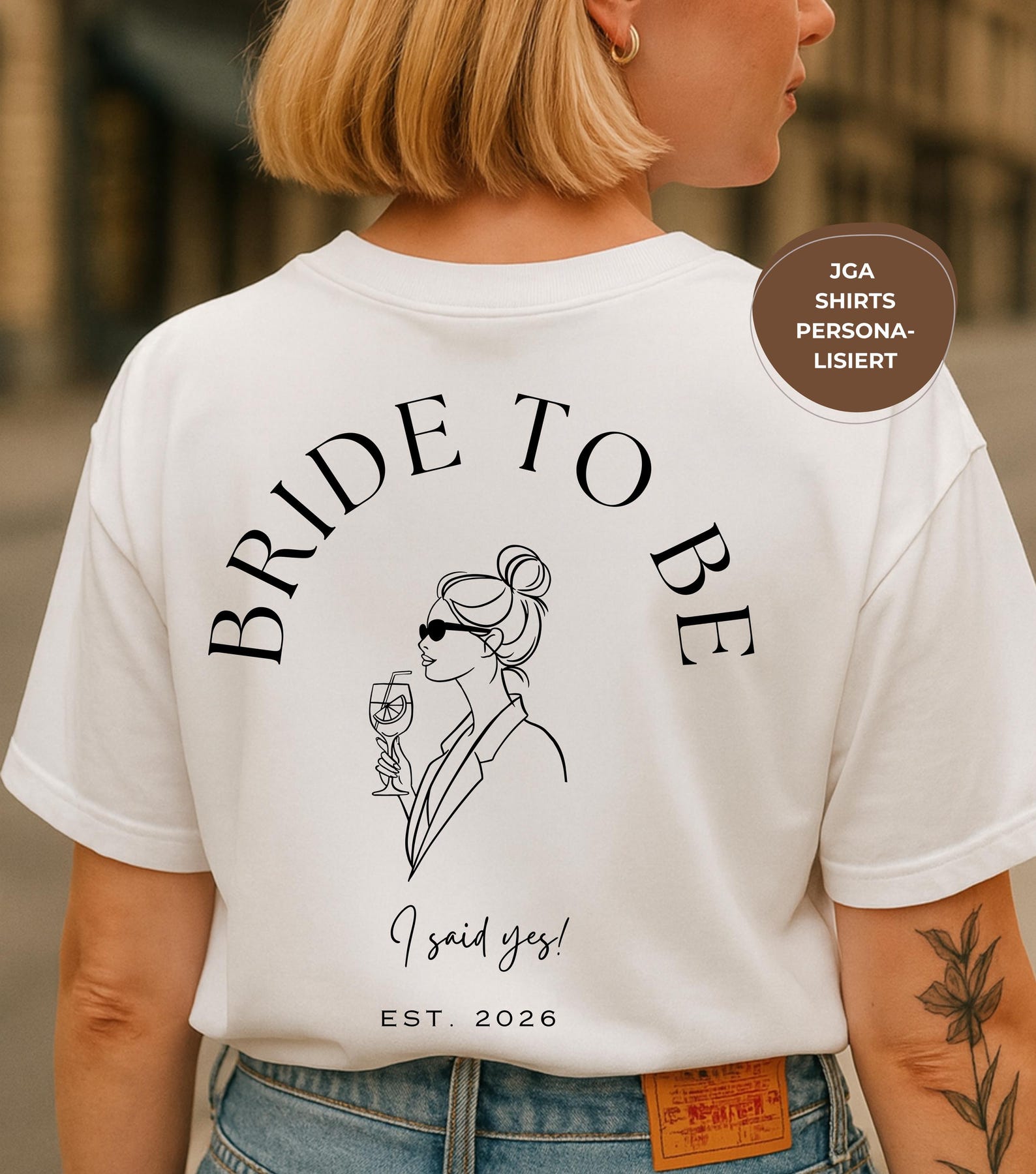 Personalized hen party shirts – Bride to Be & Crew shirts – Hen party T-shirt – Bride shirt with year – Team Bride outfit L