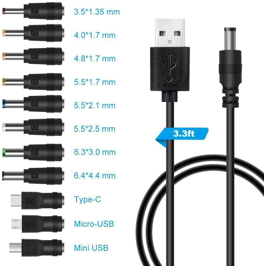 USB to DC Boost Cable, 5.5x2.1mm Jack Power Cord, 5V Power Adapter Wire for WiFi Router Modem Camera Speaker Cooling Fan