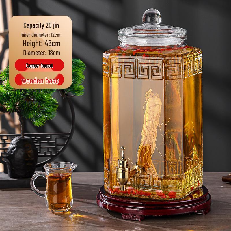 Luxury Sealed Wine & Baijiu Soaking Jar with Faucet for Household Use