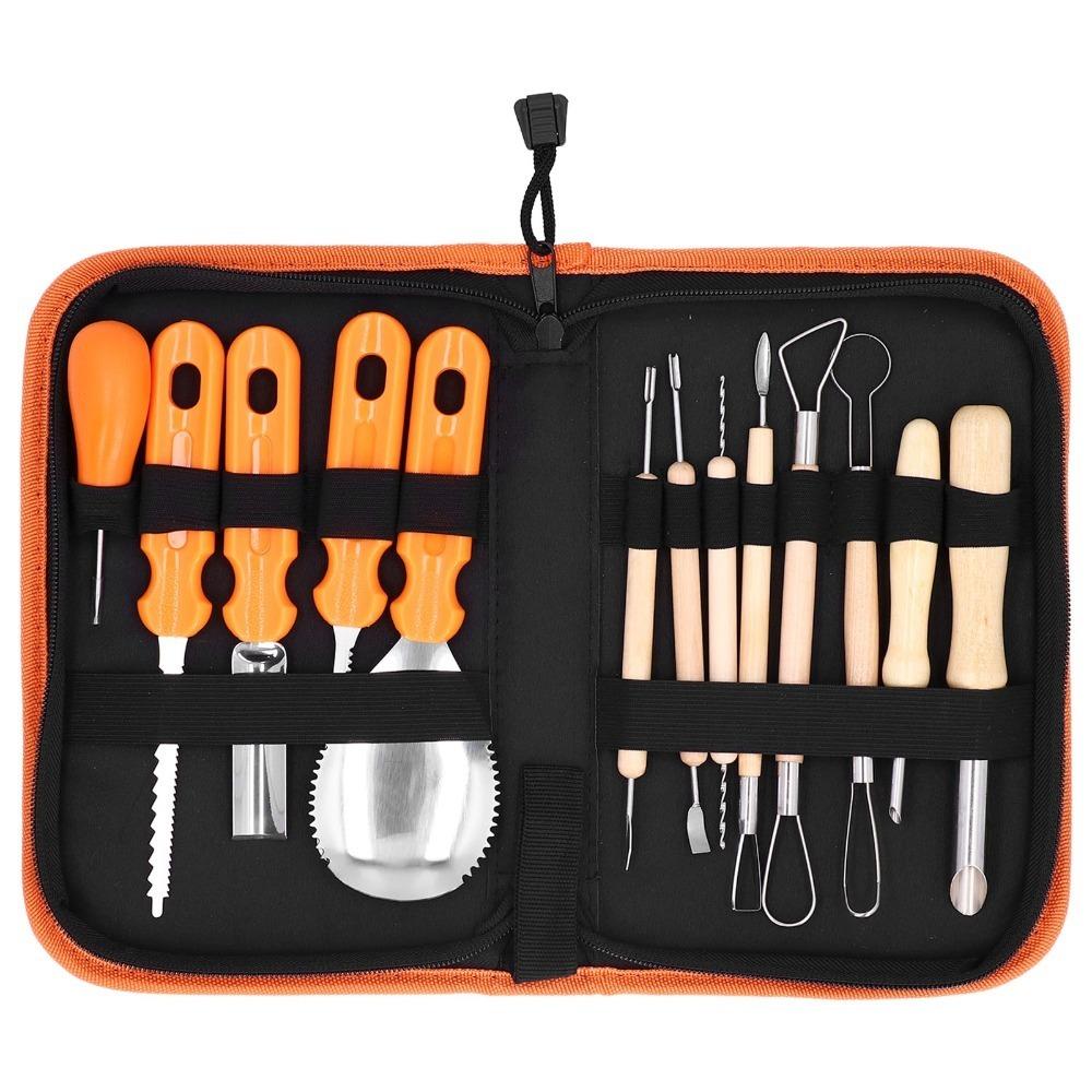 14PCS with Storage Bag Carving Tools Stainless Steel Carving Knives Fruit Carving Pumpkin Carving Tool
