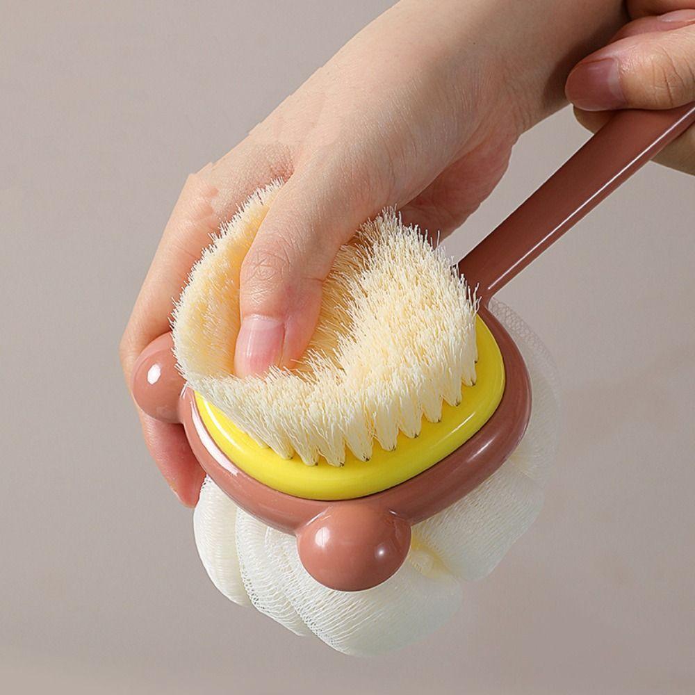 2 In 1 Shower Brush Long Handle Body Exfoliating Brush Creative Rubbing Back Artifact