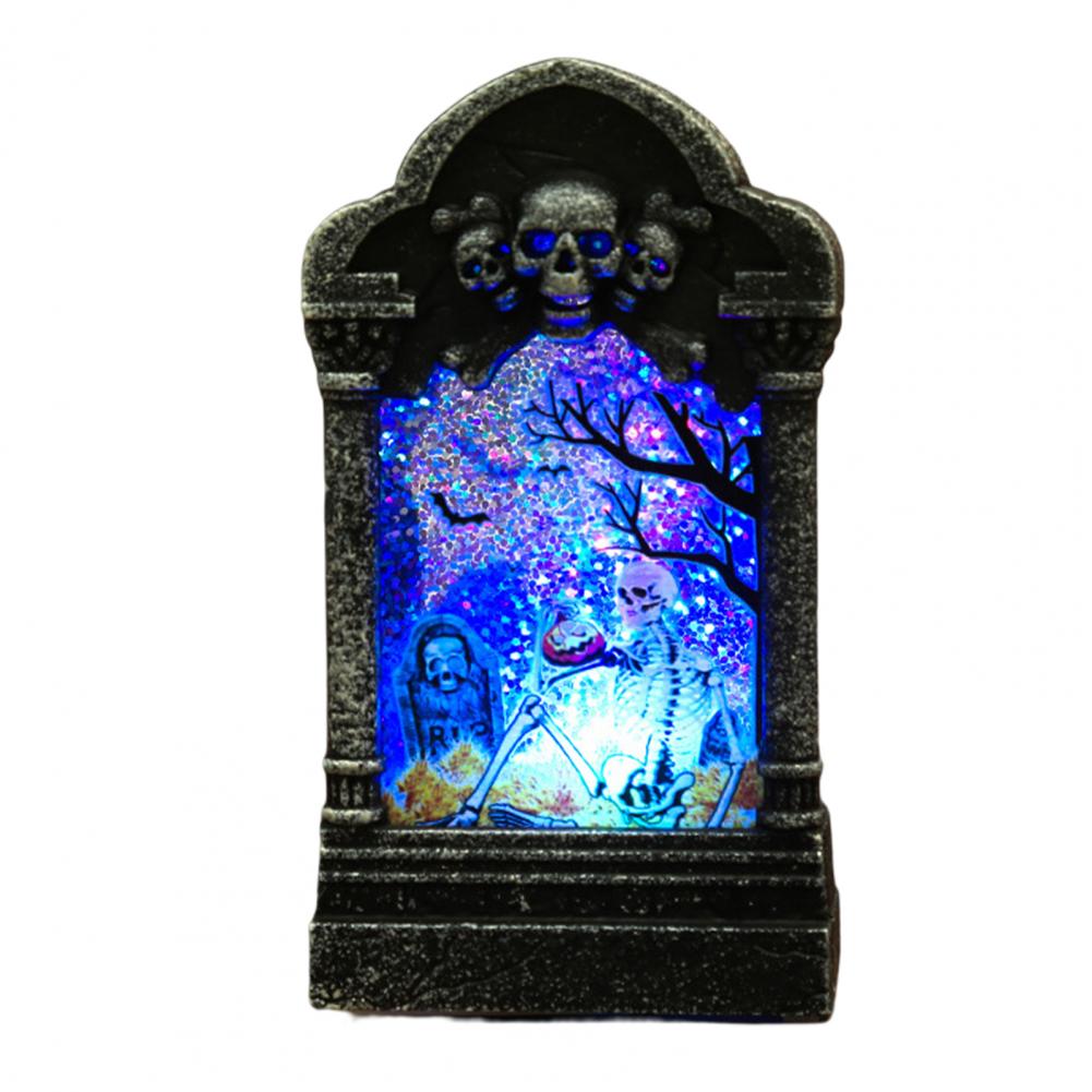 Halloween Graveyard Ornaments LED Halloween Headstone Lamp Energy Saving  Practical Skull Halloween Graveyard Ornaments