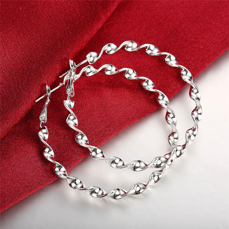 Copper Color Twisted Hoop Earrings For Women Twisted Lines Artistic Design Diameter 4.5cm Coppery Wedding Jewelry Gift E148