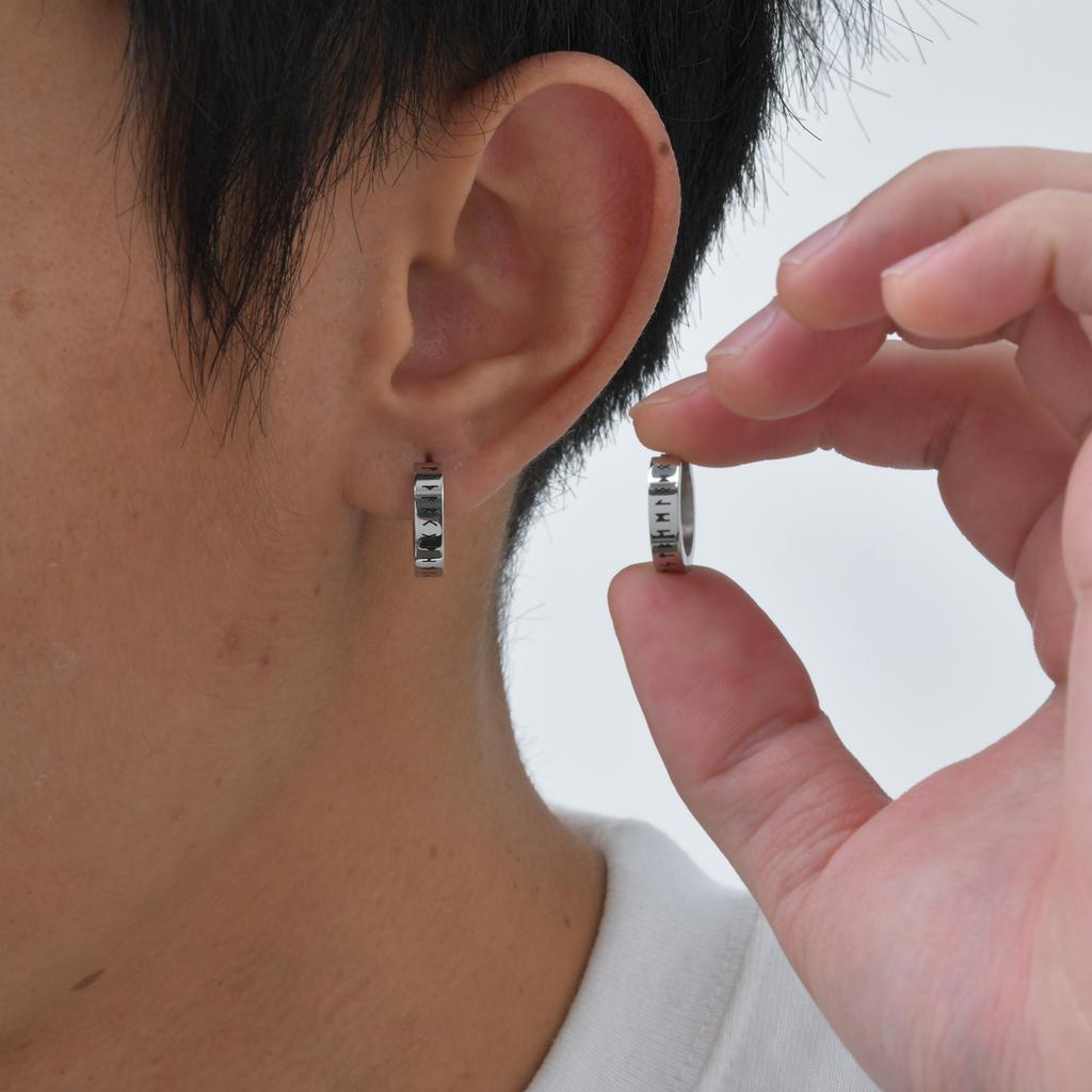 Pendientes de Aro Huggie Vikingos para Hombre, Pendientes con Runa Vikinga Noruega que Nunca se Desvanecen, Joyería para Orejas Religiosa de Moda, Regalos