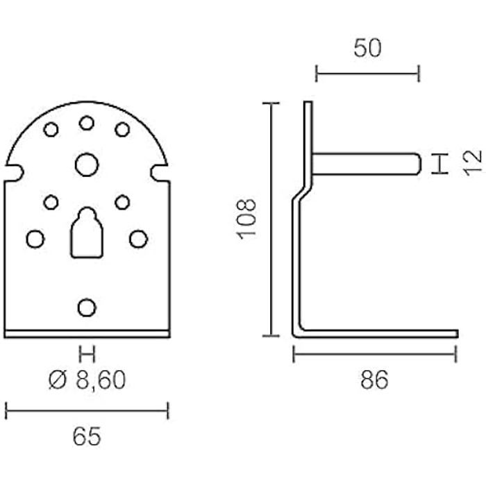 Supports coudés pour auvent - MICEL - 92555 - Acier laqué blanc - Lot de 2 - 65 x 86 x 108 mm