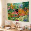 Black Cat Flower Garden Tapestries Watercolor Floral Art Tapestries Butterflies Nature Wall Tapestry Bedroom Dormitory Living