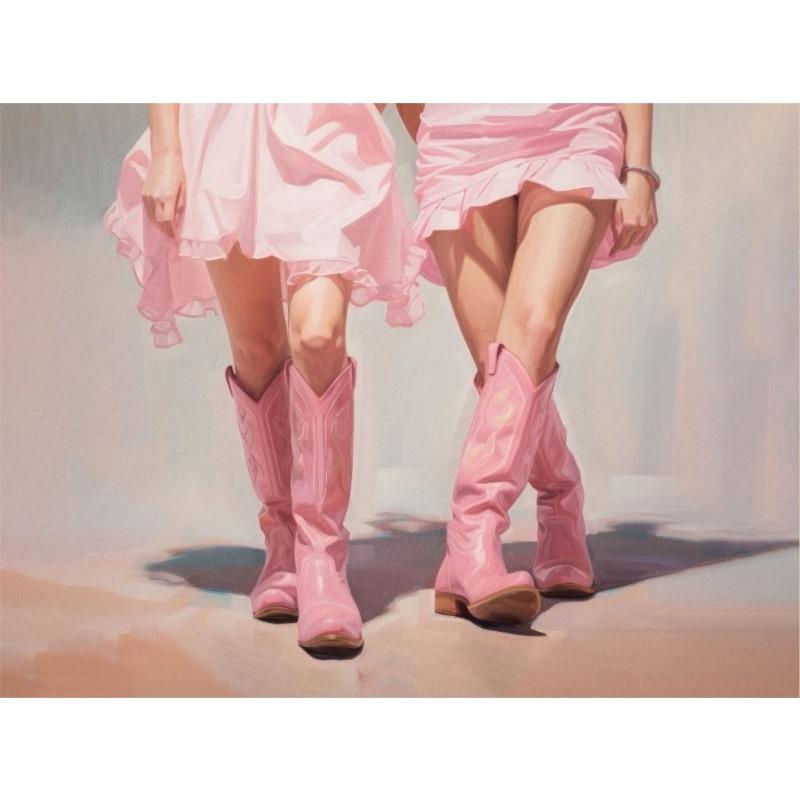 Boho Pustynny Kwiatowy Country Western Kowbojski Moda Różowy Artystyczny Retro Plakat Obrazy na Płótnie Sztuka Ścienna Obrazy Dekoracja Domu