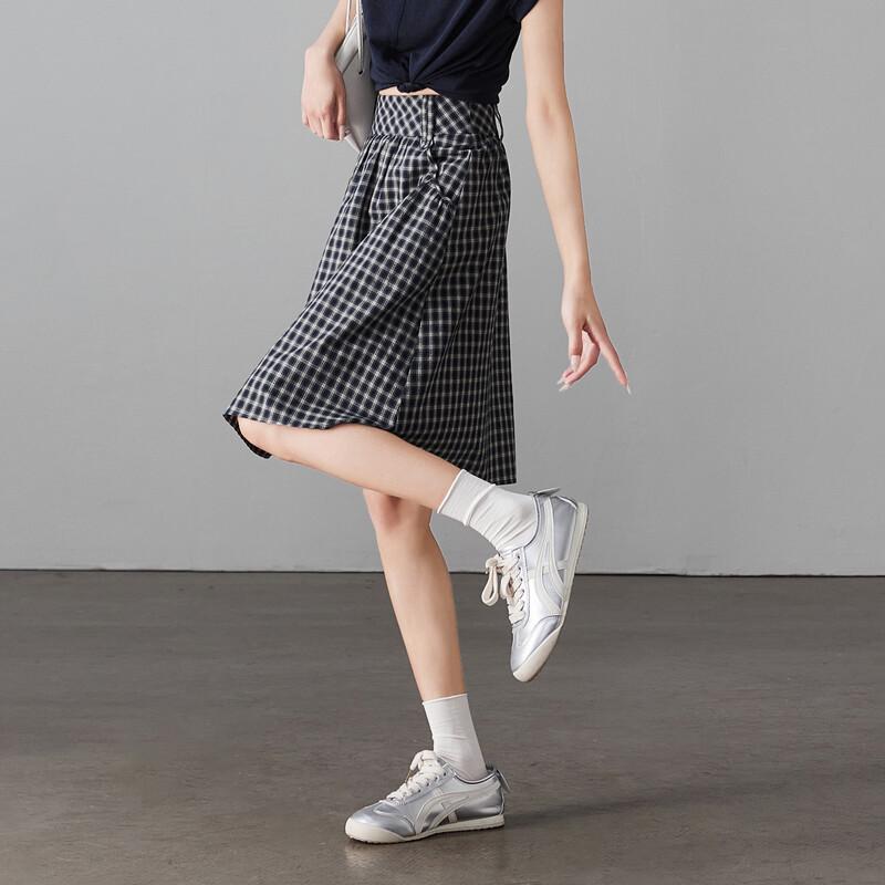 Jupe A-line à carreaux taille haute pour femme SOFSIL