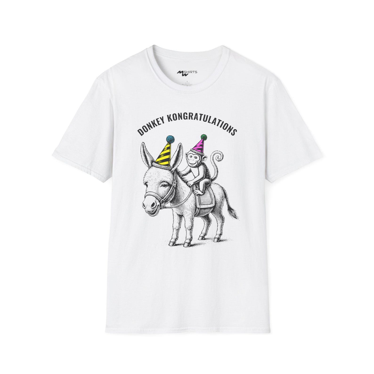 Donkey Kongratulations T-Shirt: Engraving-Style Monkey Party Tee 2XL
