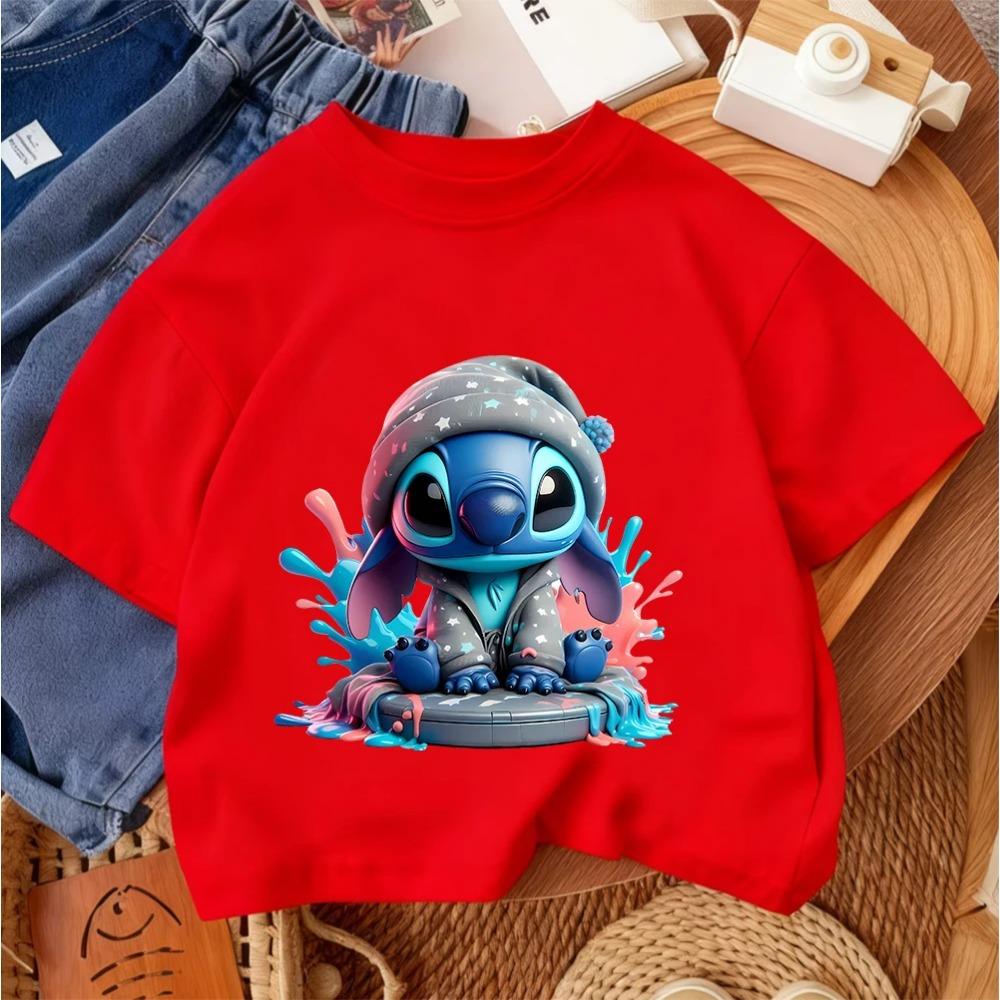 Popular Cartoon Children Tee Stitch Street Fashion For Boys Girls Summer Lightweight Casual Wear 3-14Y