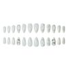 Lace Texture White Bows Pearl Rhinestone Fake Nails 24 Pieces Resin Material
