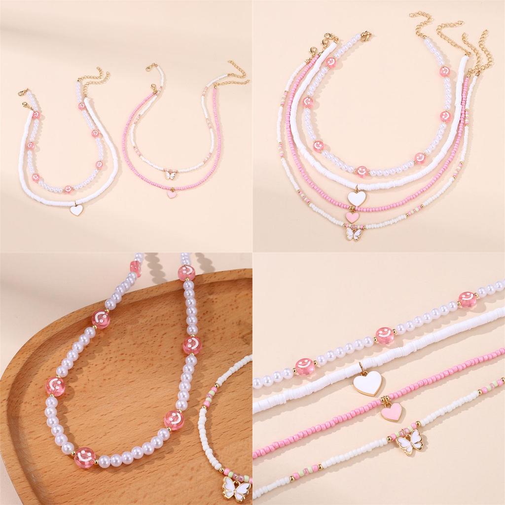 Glass Bead Colorful Jewelry With Alloy Butterfly Charm For Daily Women Wear