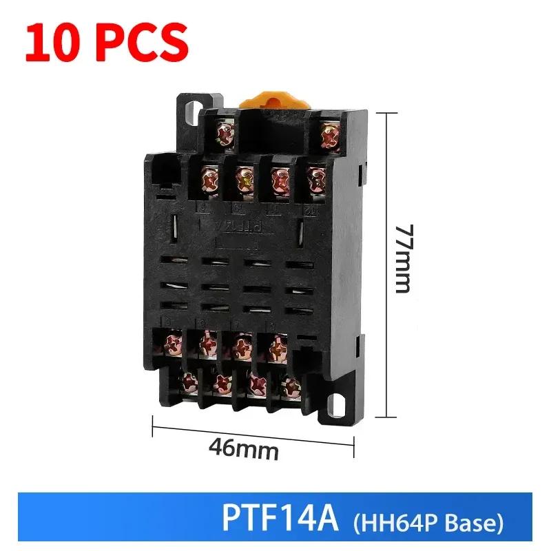 10 PCS Small Intermediate Relay AC Electromagnetic Relay with Base Switch HH52P HH53P HH54P HH62P HH63P HH64P
