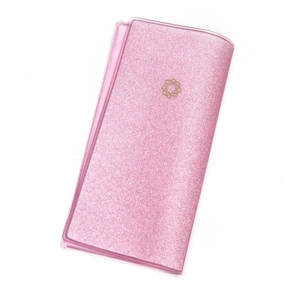 Soka Gakkai Gongyo 3-Piece Set for Women, 8-inch Pink Coral-Style Beads, Purple Cherry Blossom Case, Small Prayer Book (Japan domestic version)