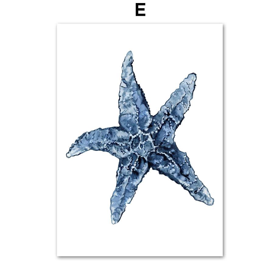 Whale Dolphin Crab Fish Octopus Seahorse Coral Ocean Posters And Prints Canvas Painting Wall Art Pictures Kids Room Home Decor