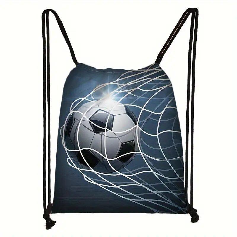 3pcs Football Pattern Drawstring Bags with Practical Pockets, Easy To Carry Football Training Bags