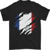 Torn France Flag French Day Football Mens T-Shirt 100% Cotton