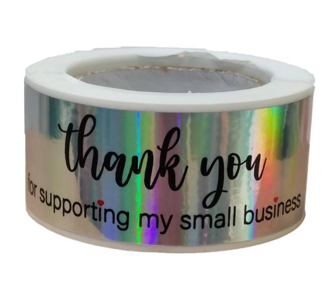 Holographic Laser Thank You Rectangle Stickers for Packaging