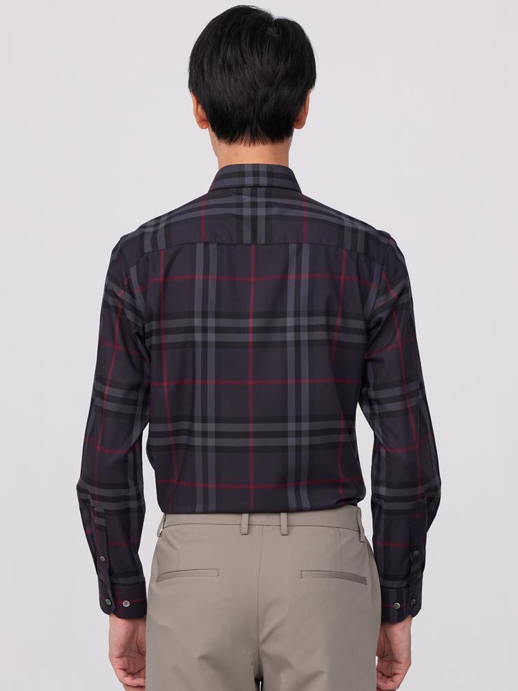 Men's Stylish Checkered Pattern Print Dress Shirt, Casual Breathable Comfy Slight Strech Button Up Long Sleeve Shirt Top For Outdoor Activities