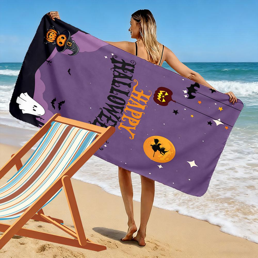Whimsical Halloween night magic Print beach towel, quick drying, suitable for travel, outdoor sports, jogging, the beach and swimming, gift