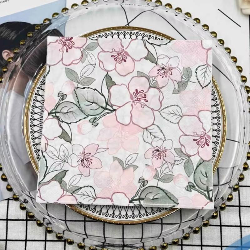 20pcs/pac Floral Printed Paper Napkins for Wedding Colorful Facial Tissues for Party Table Setting Disposable Dinner Napkins