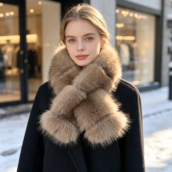 Breathable Winter Scarf Faux Fur Collar for Women, Plush Neck Warmer Scarf, Fluffy Fashion Wrap Scarves, Cold Weather, Thanksgiving Christmas