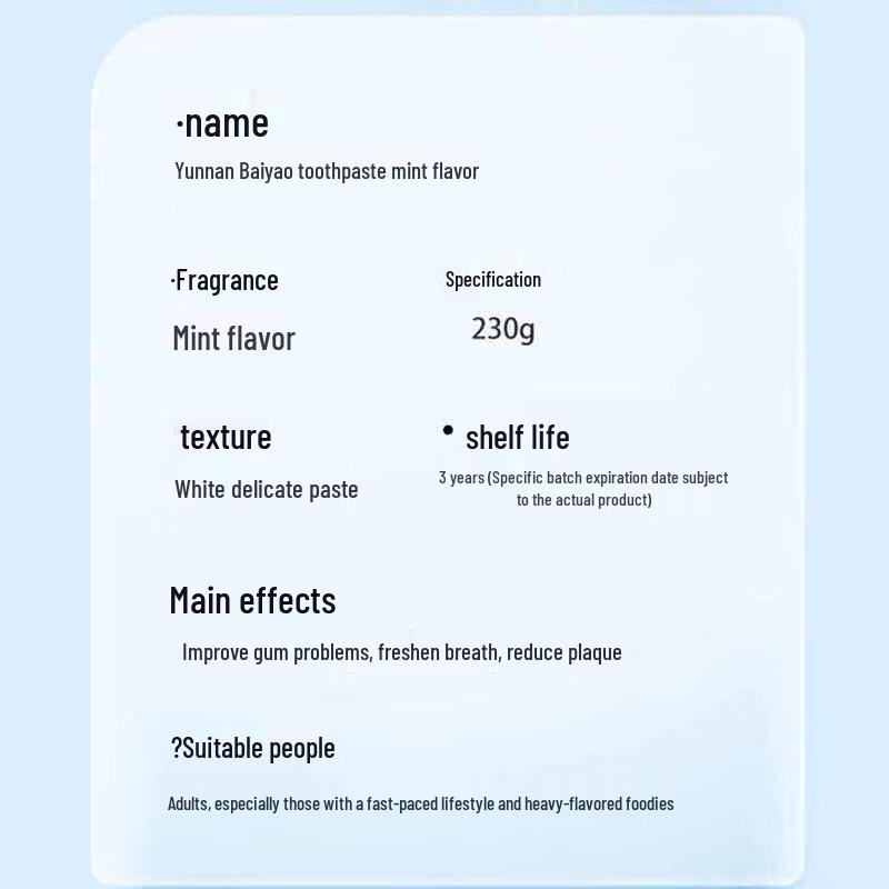 Yunnan Baiyao Mint Fresh Zahnpasta 230g