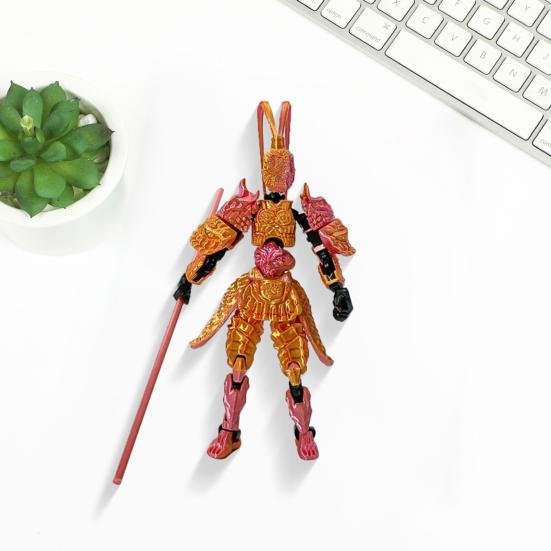 3D Printed Wukong Action Figure Movable Joints Monkey King Model Great Sages Equalling Heaven Figurine Articulated Dummy Desktop Decoration Ornament