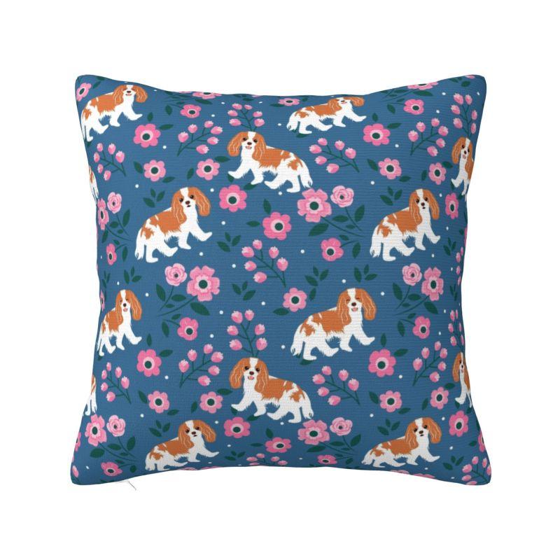 Custom Modern Cavalier King Charles Spaniel Cushion Cover for Sofa Velvet Cartoon Dog Pillow Case Bedroom Decoration