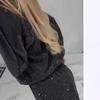 Women's Starry Sky Long-Sleeve Round Neck Loose Top & Drawstring Wide-Leg Pants Set for Autumn/Winter