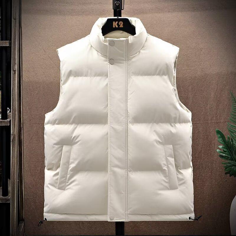 Autumn and winter warm men's vest thickened loose casual jacket men's solid color simple men's vest