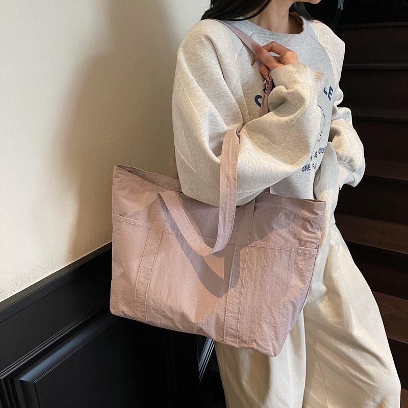 Women Large Capacity Tote Bag Commuter Canvas Bag Student Class Shoulder Bag