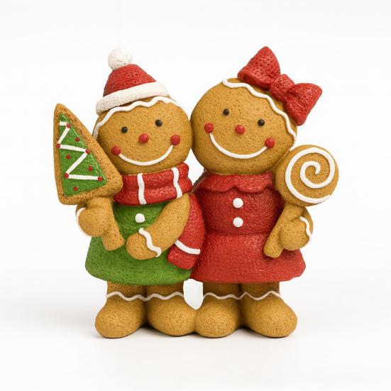 Mr. And Mrs. Santa Claus Figurine Hand-Painted Christmas Resin Ornament Couple Gingerbread Man Elk Statue for Holiday Table Mantel Decor