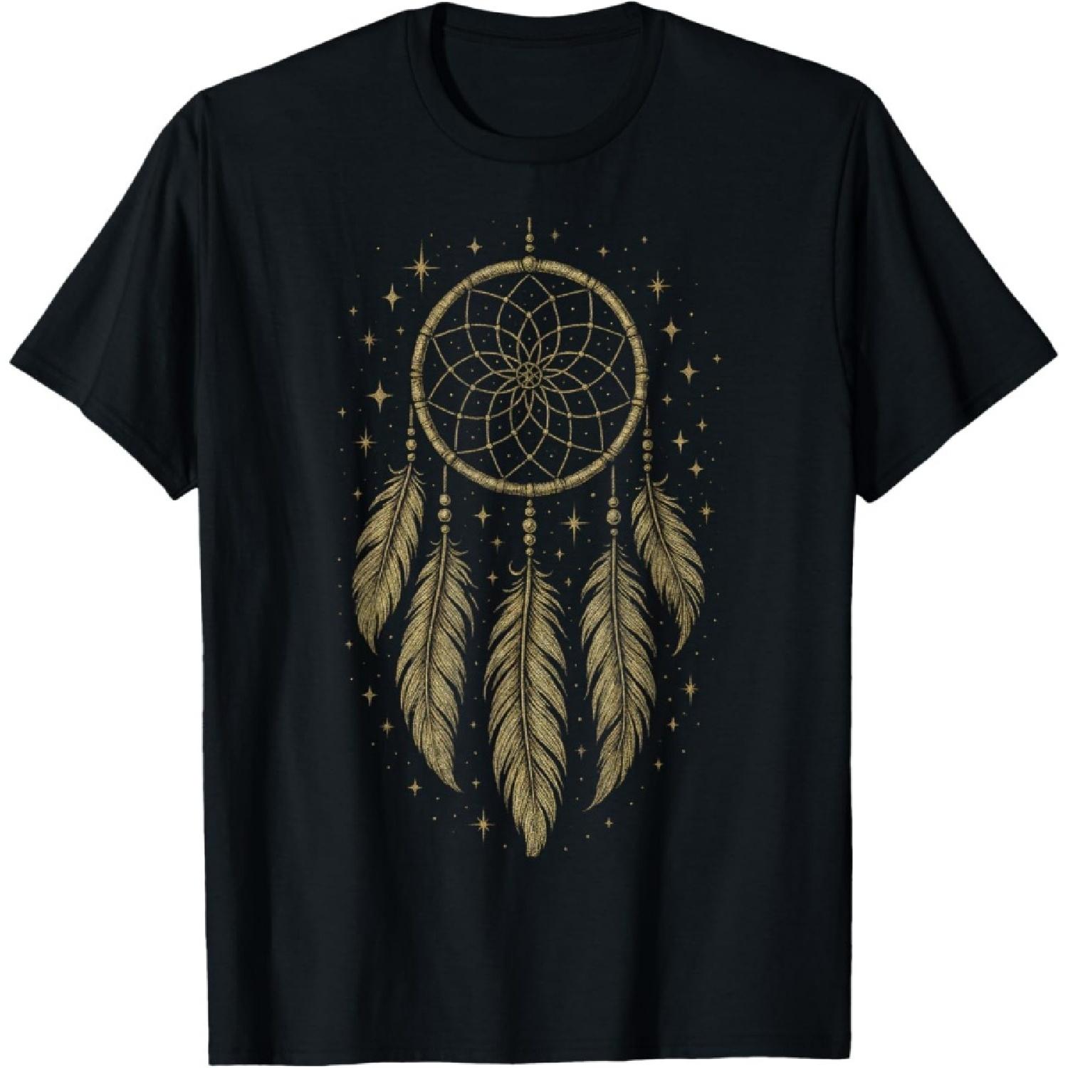 Dream Catcher Spiritual Feathers Native American T-Shirt S чёрный