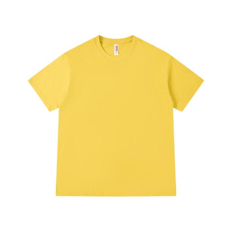 Gram heavy solid color crew neck T-shirt loose men's and women's same group clothes short-sleeved fashion versatile cultural shirt