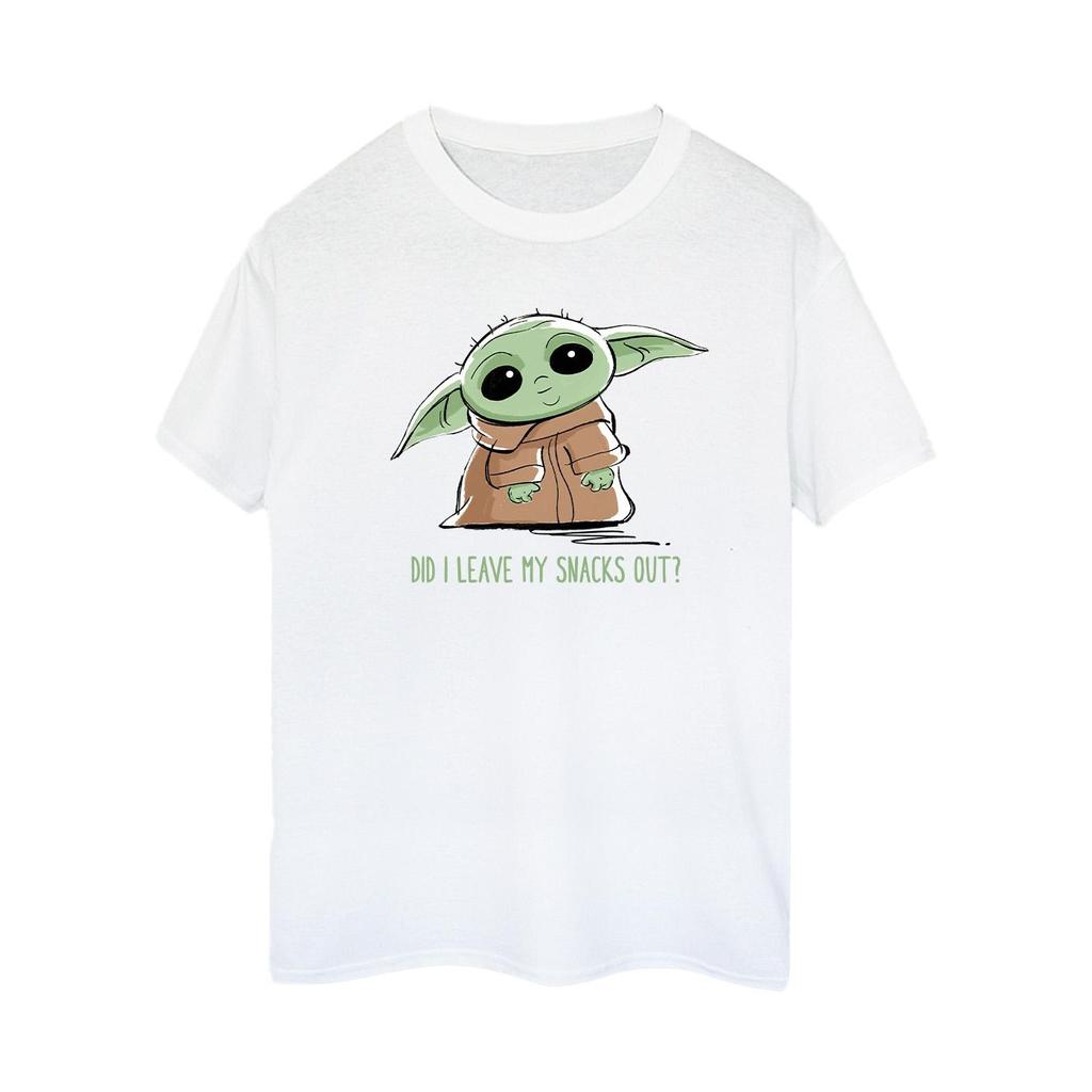 STAR WARS Womens/Ladies The Mandalorian Grogu Snacks Meme Cotton Boyfriend T-Shirt