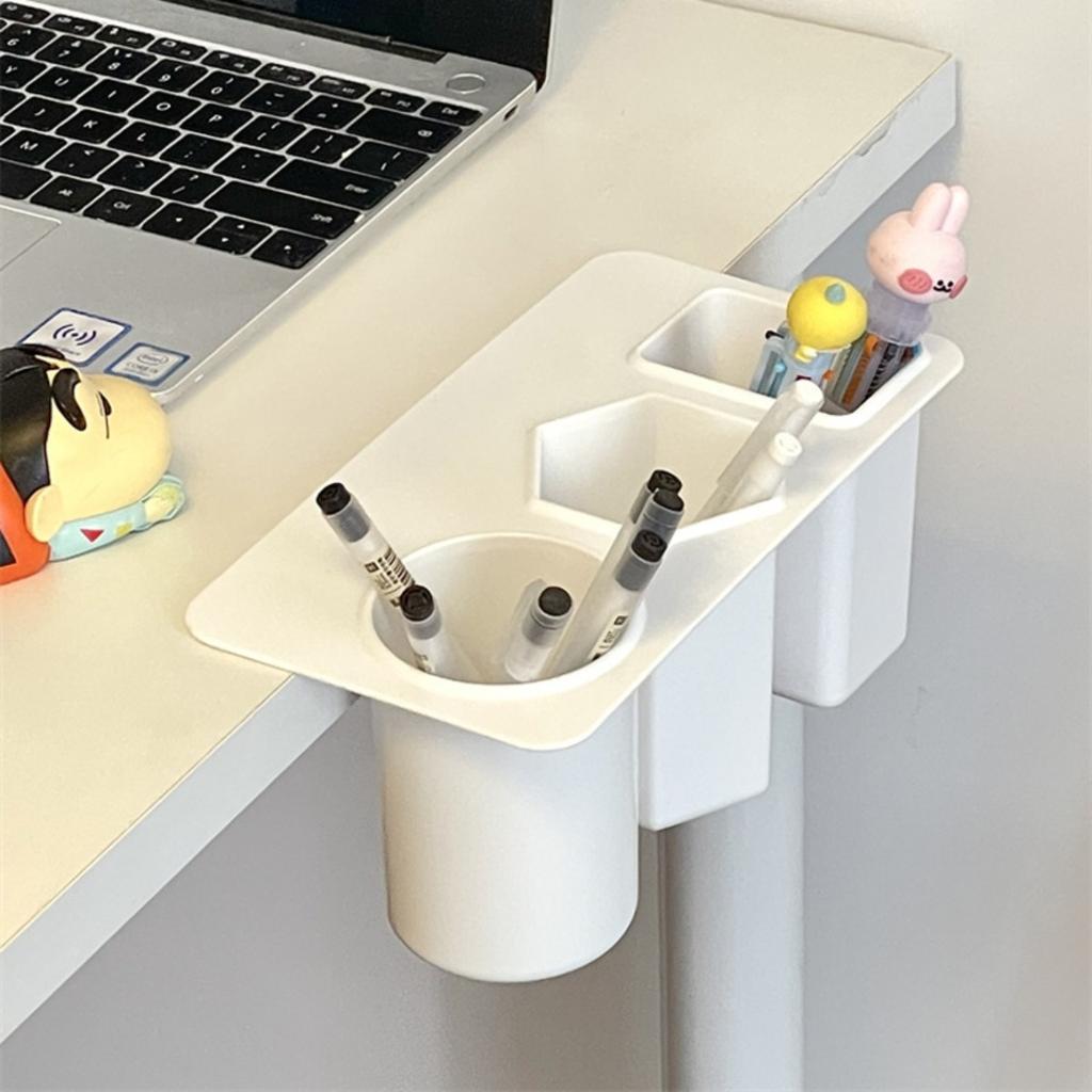 Large Capacity Makeup Organizer with Pen Holder 3 Adhesive Compartments Desktop Storage Box Vanity Desk Organizer Makeup Gift
