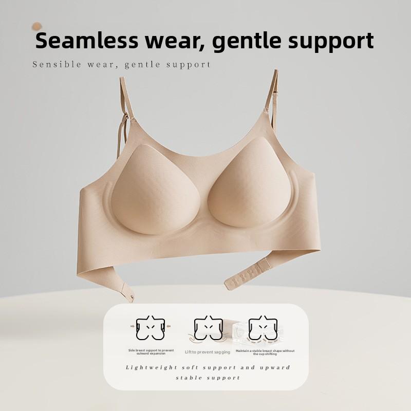 Foundation Nude Invisible Thin Strap Cami Bra, Seamless Push Up Tank Top Anti-Sagging Side Support Lingerie