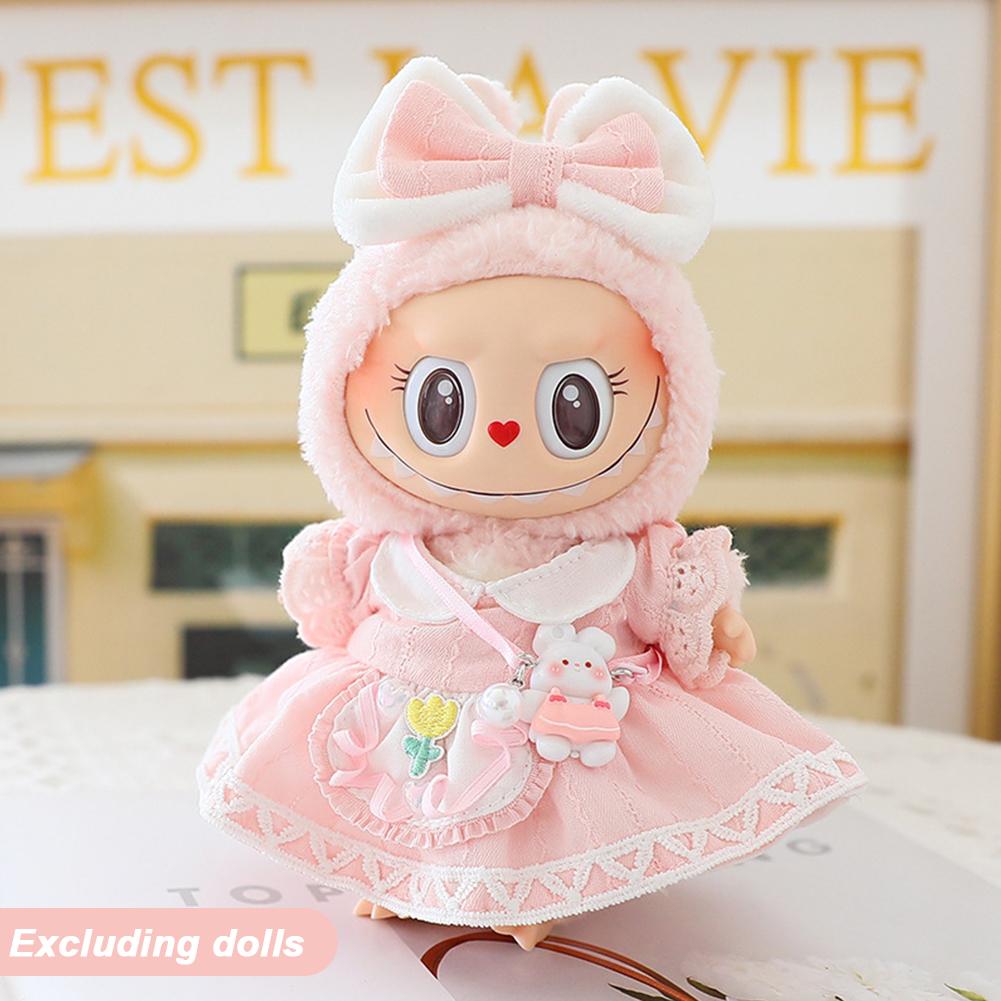 For 17cm Labubu Doll Clothes Fashion Piggy Overalls Doll Clothes Color Match Hoodies Dolls Accessories Cute Decoration Little Clothes